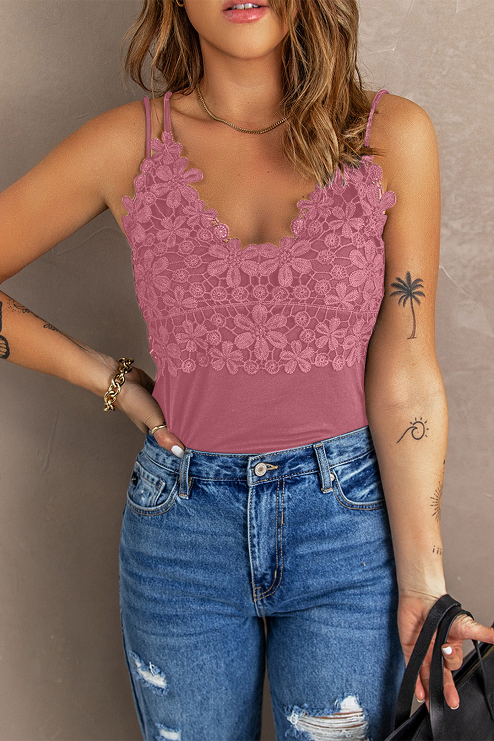 Lace Double Spaghetti Strap Cami Top Ins Street