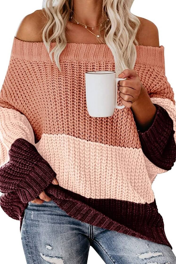 Colorblock Striped Sweater Pullover Ins street