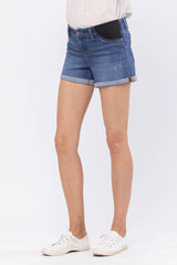 Mid-Rise Maternity Cuffed Denim Shorts Ins Street