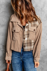 Plaid Corduroy Dropped Shoulder Jacket Ins Street