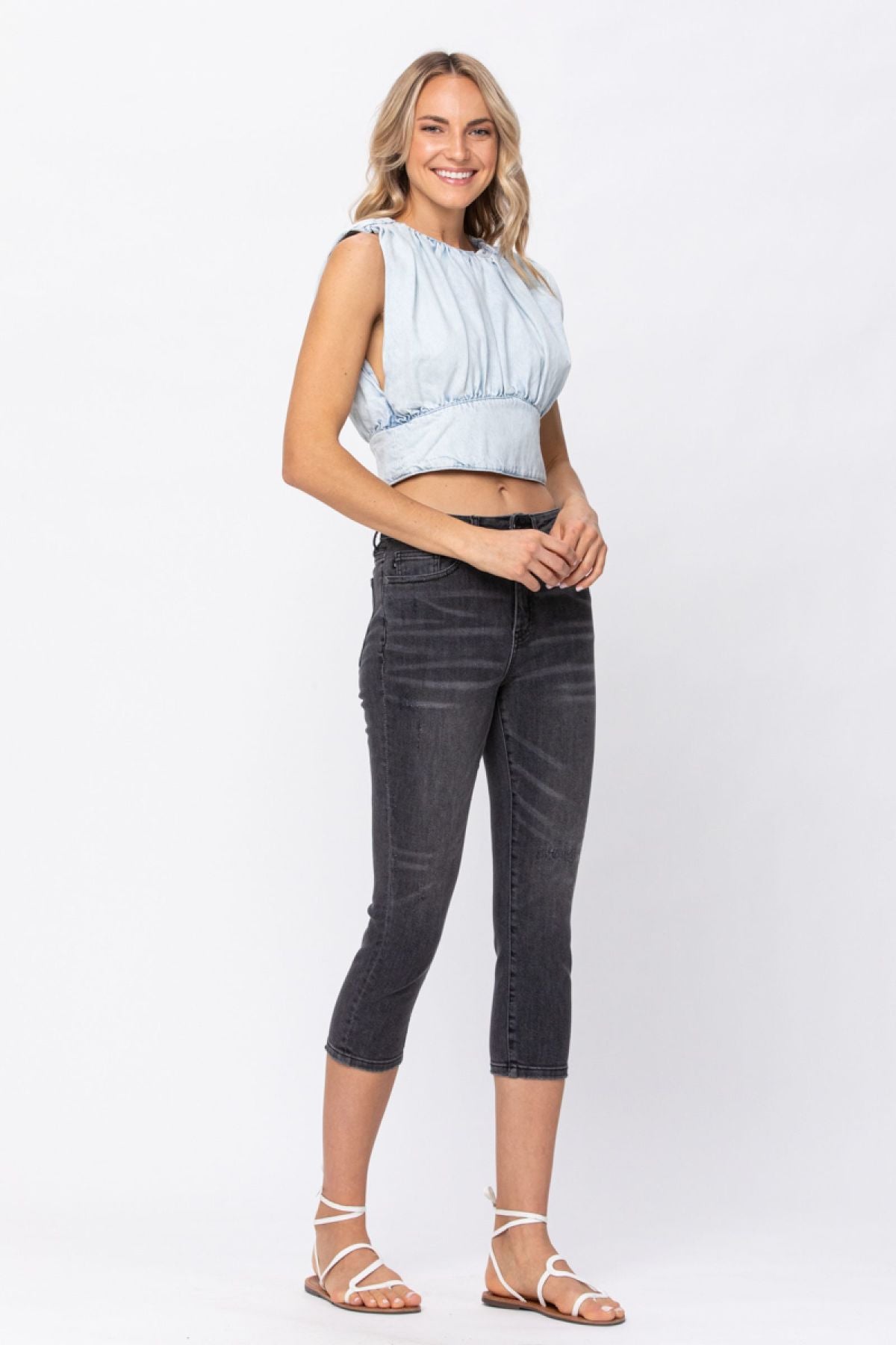 Mid-Rise Cuffed Skinny Capri Jeans Ins Street