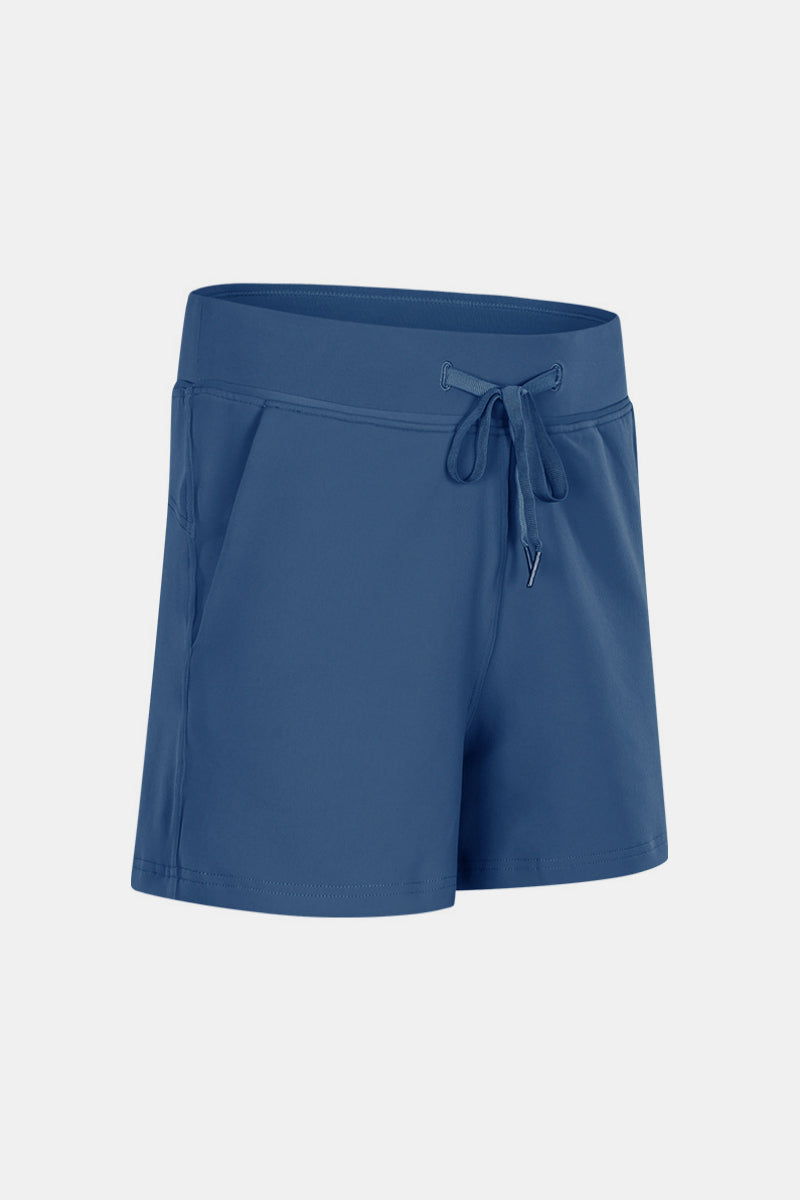 Drawstring Waist Yoga Shorts Ins Street