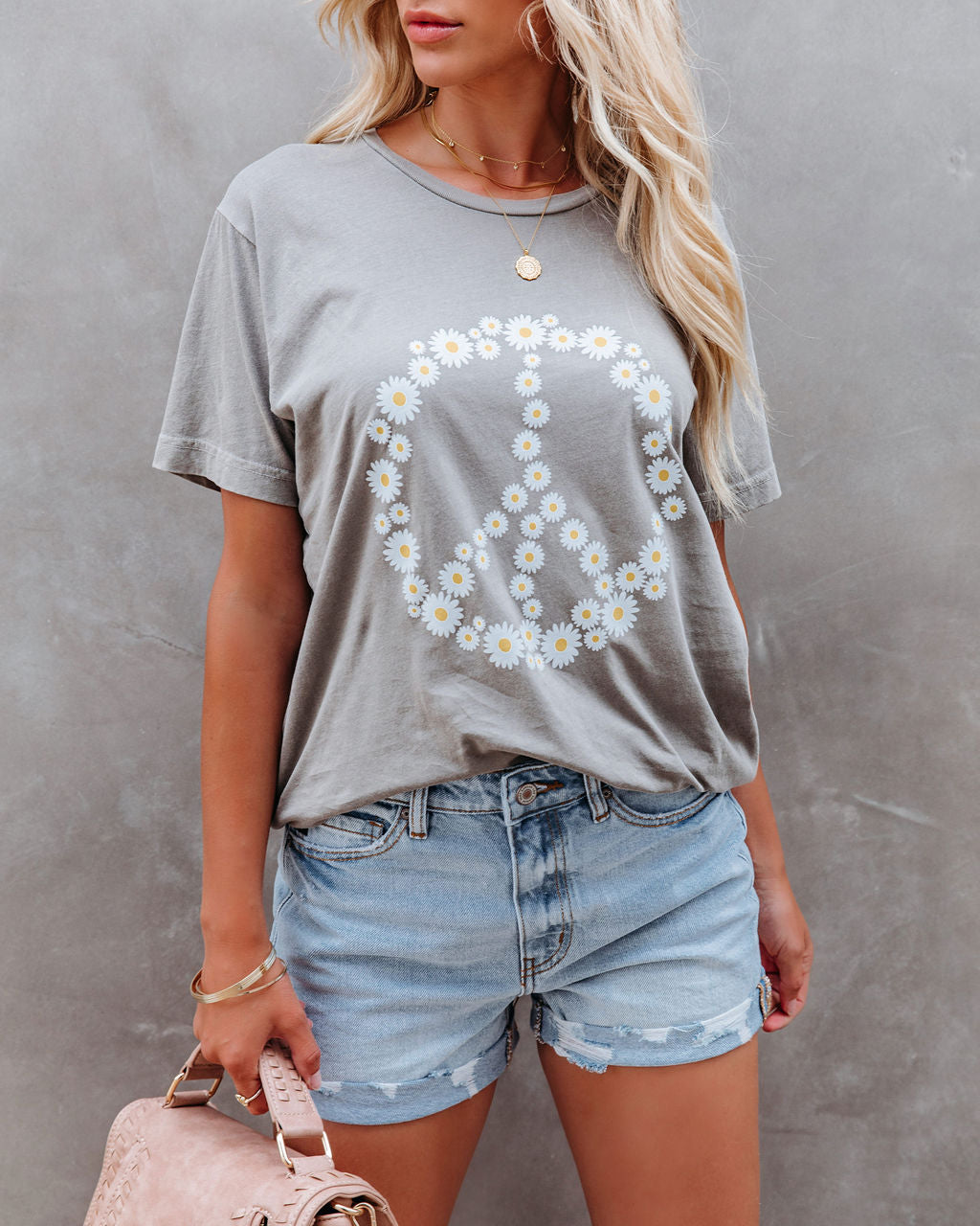 Daisies Create Peace Cotton Tee LULU-001