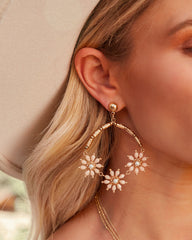 Daisy Beaded Statement Earrings - Pale Pink PANN-001