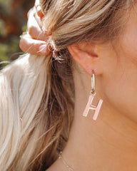 Dangle Initial Hoop Earrings PANN-001