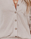 Dasher Ribbed Button Down Knit Top - Oatmeal - FINAL SALE LIST-001