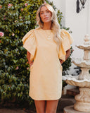 Davina Cotton Pocketed Mini Dress - Yellow
