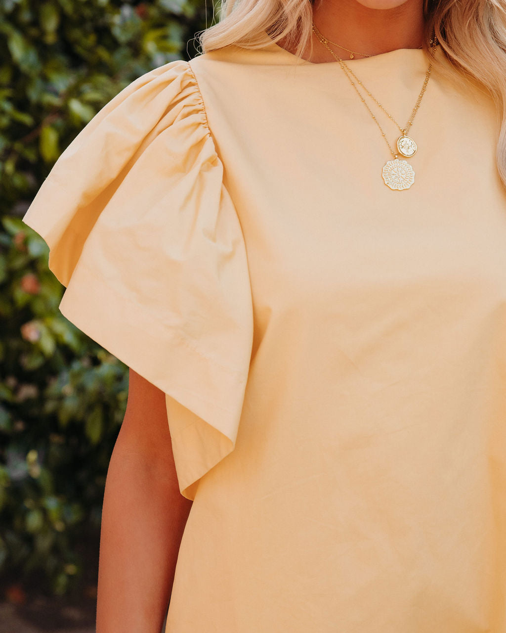 Davina Cotton Pocketed Mini Dress - Yellow MABL-001