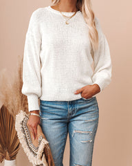 Day In Paradise Cotton Billow Sleeve Sweater - Off White - FINAL SALE LUSH-001