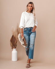 Day In Paradise Cotton Billow Sleeve Sweater - Off White - FINAL SALE LUSH-001