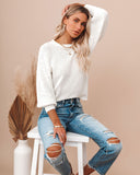 Day In Paradise Cotton Billow Sleeve Sweater - Off White - FINAL SALE LUSH-001