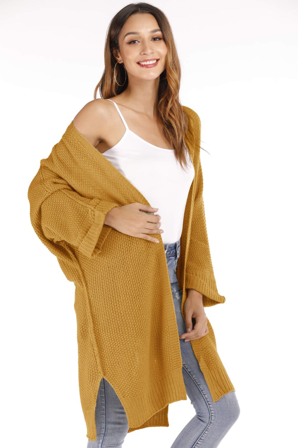 Open Front Slit Exposed Seam Cardigan Ins Street