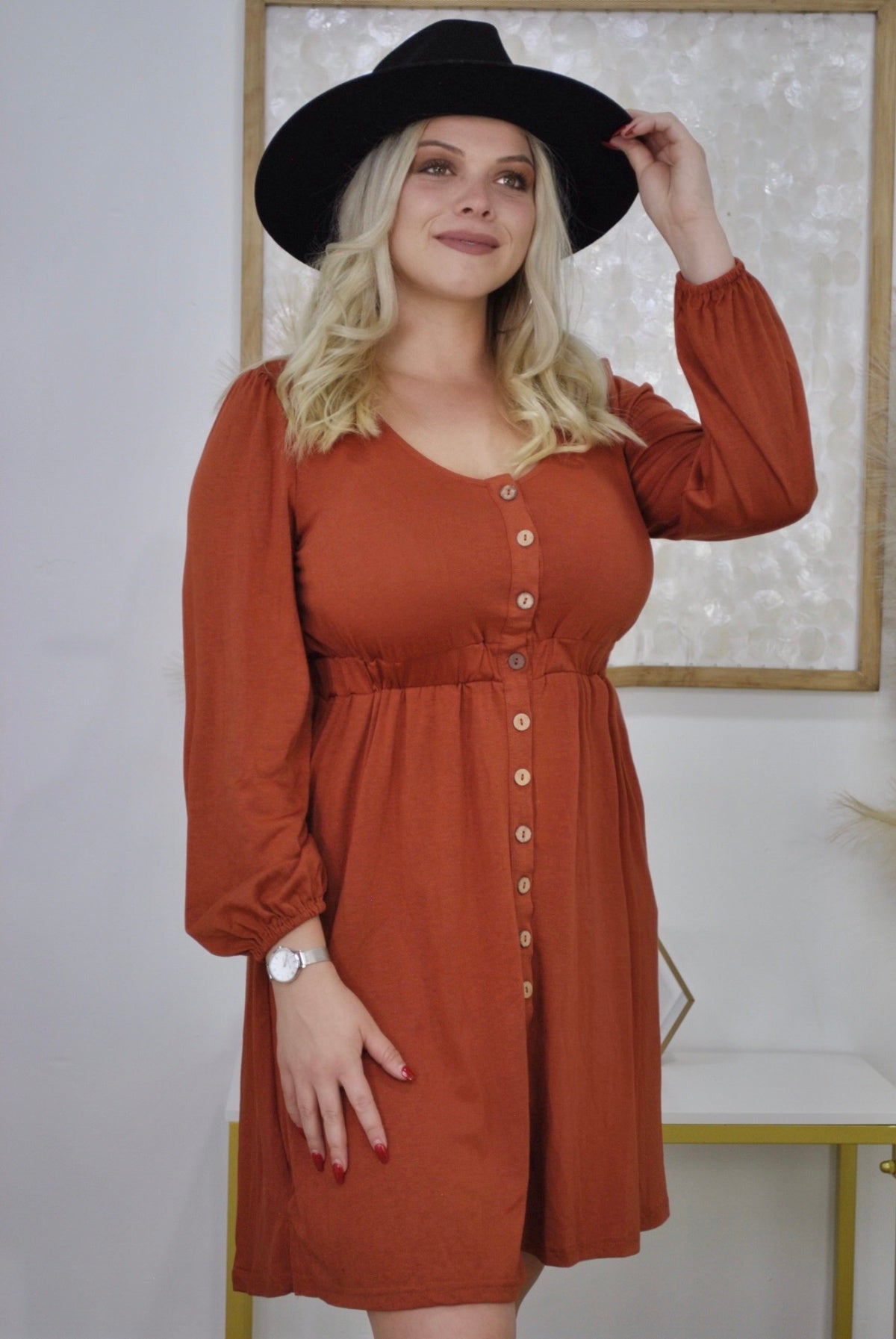 New Colors! Button Up Long Sleeve Dress Kiwidrop