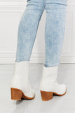 MMShoes Watertower Town Faux Leather Western Ankle Boots in White Ins Street