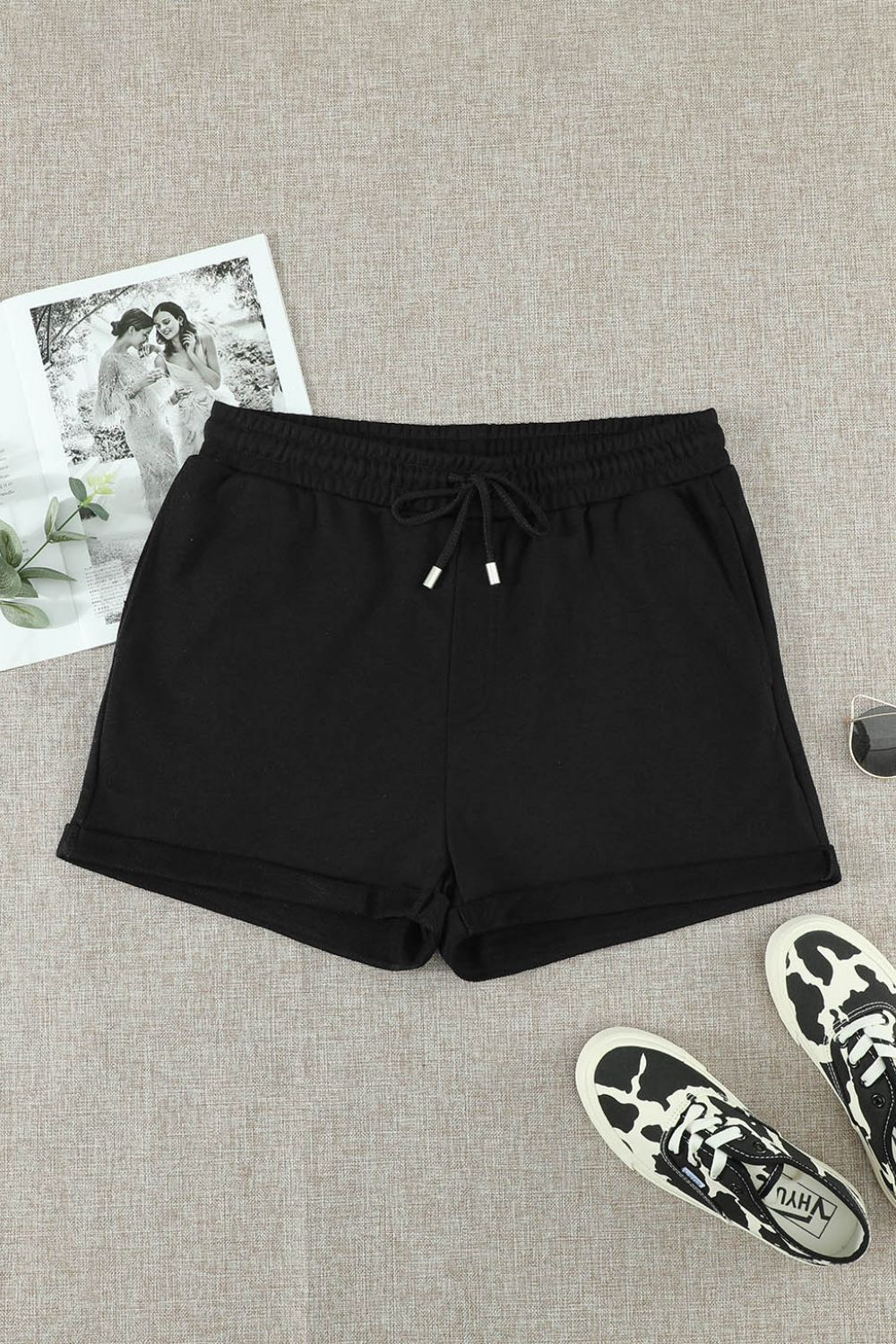 Drawstring Cuffed Shorts with Pockets Ins Street