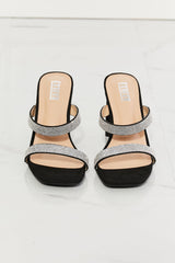 MMShoes Leave A Little Sparkle Rhinestone Block Heel Sandal in Black Ins Street