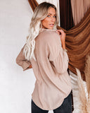 Dedicated Button Down Pocket Top - Taupe LUMI-001