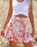 Deep Summer Floral Ruffle Mini Skirt OLIV-001