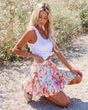 Deep Summer Floral Ruffle Mini Skirt OLIV-001
