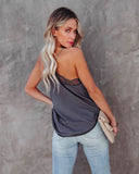 Delicate Balance Lace Cami Tank - Pewter LOVE-003