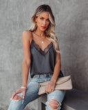 Delicate Balance Lace Cami Tank - Pewter