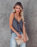 Delicate Balance Lace Cami Tank - Pewter LOVE-003