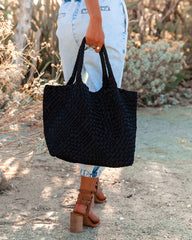 Della Woven Tote Bag - Black URBA-001