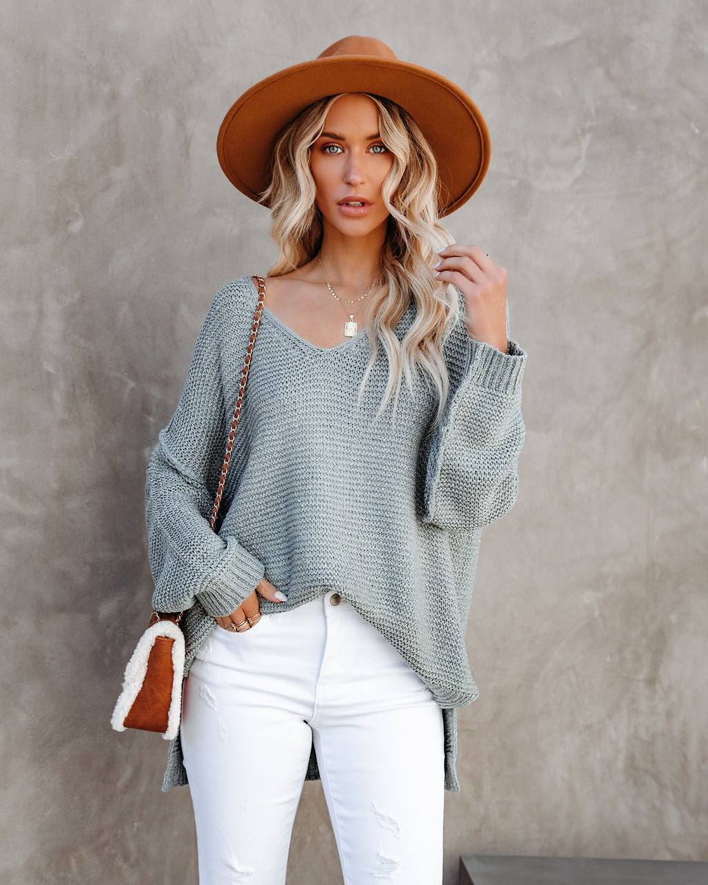 Demetra Ribbed Knit Sweater - Dusty Sage MIRA-002