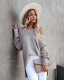 Demetra Ribbed Knit Sweater - Taupe