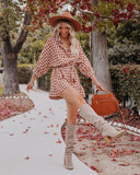 Dennison Cotton Gingham Romper Ins Street
