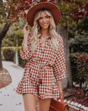 Dennison Cotton Gingham Romper Ins Street