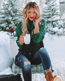 Derin Two-Tone Turtleneck Knit Sweater - Hunter Green Ins Street