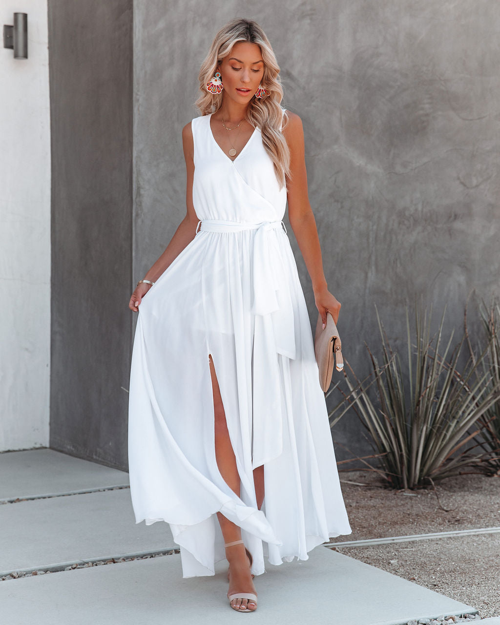 Diana Sleeveless Maxi Dress - Off White Ins Street