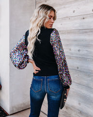 Disco Fever Sequin Sleeve Mock Neck Knit Top Ins Street