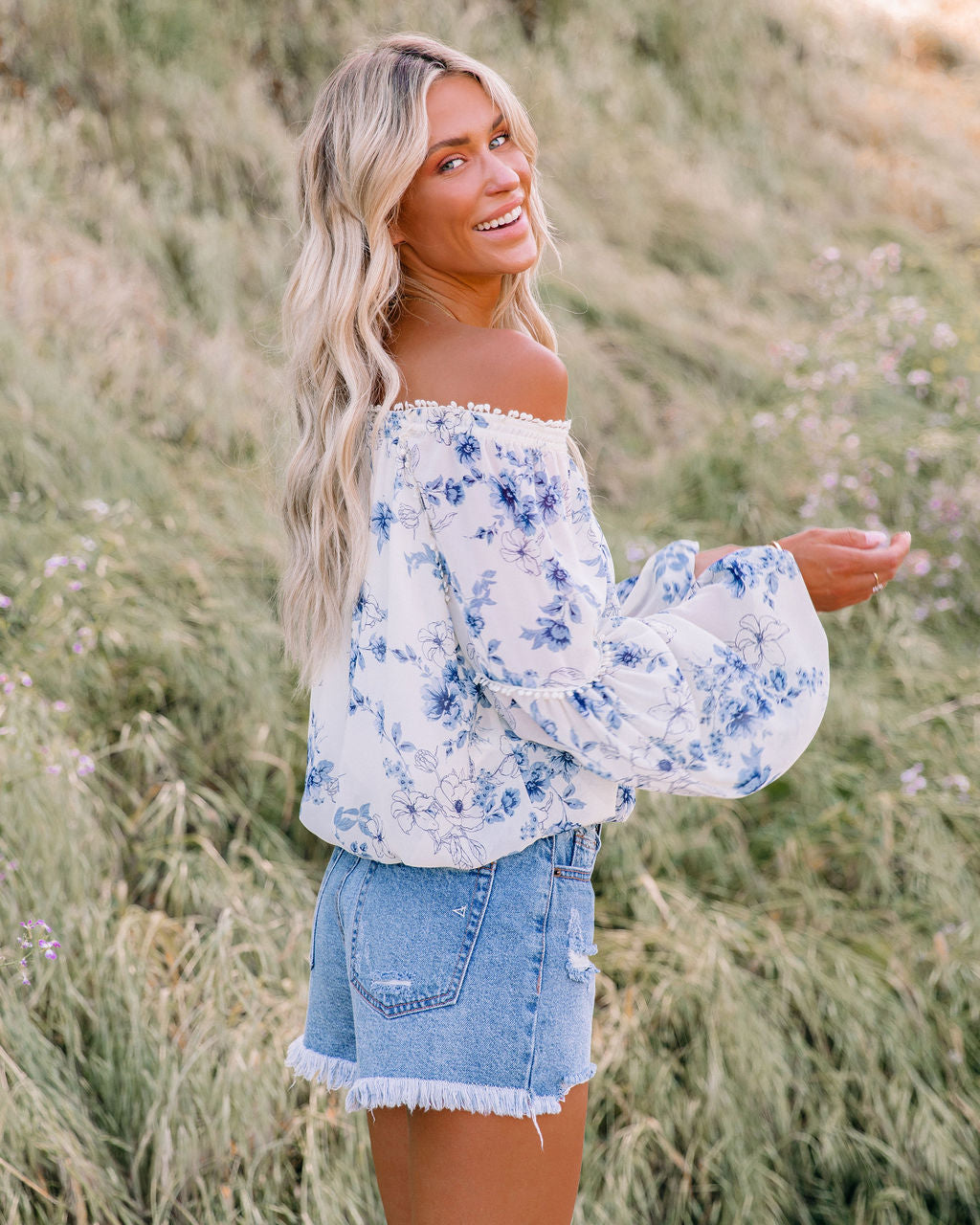 Discovery Floral Off The Shoulder Blouse Ins Street