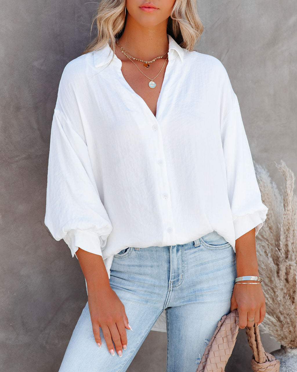 Cava Puff Sleeve Button Down Blouse Ins Street