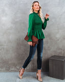 Down To Business Smocked Blouse - Emerald Ins Street