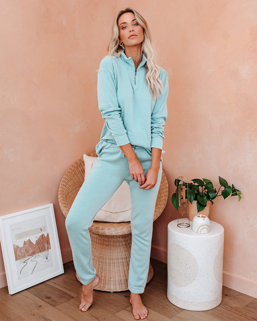 Dreamcatcher Cotton Blend Joggers - Malibu Mint Ins Street