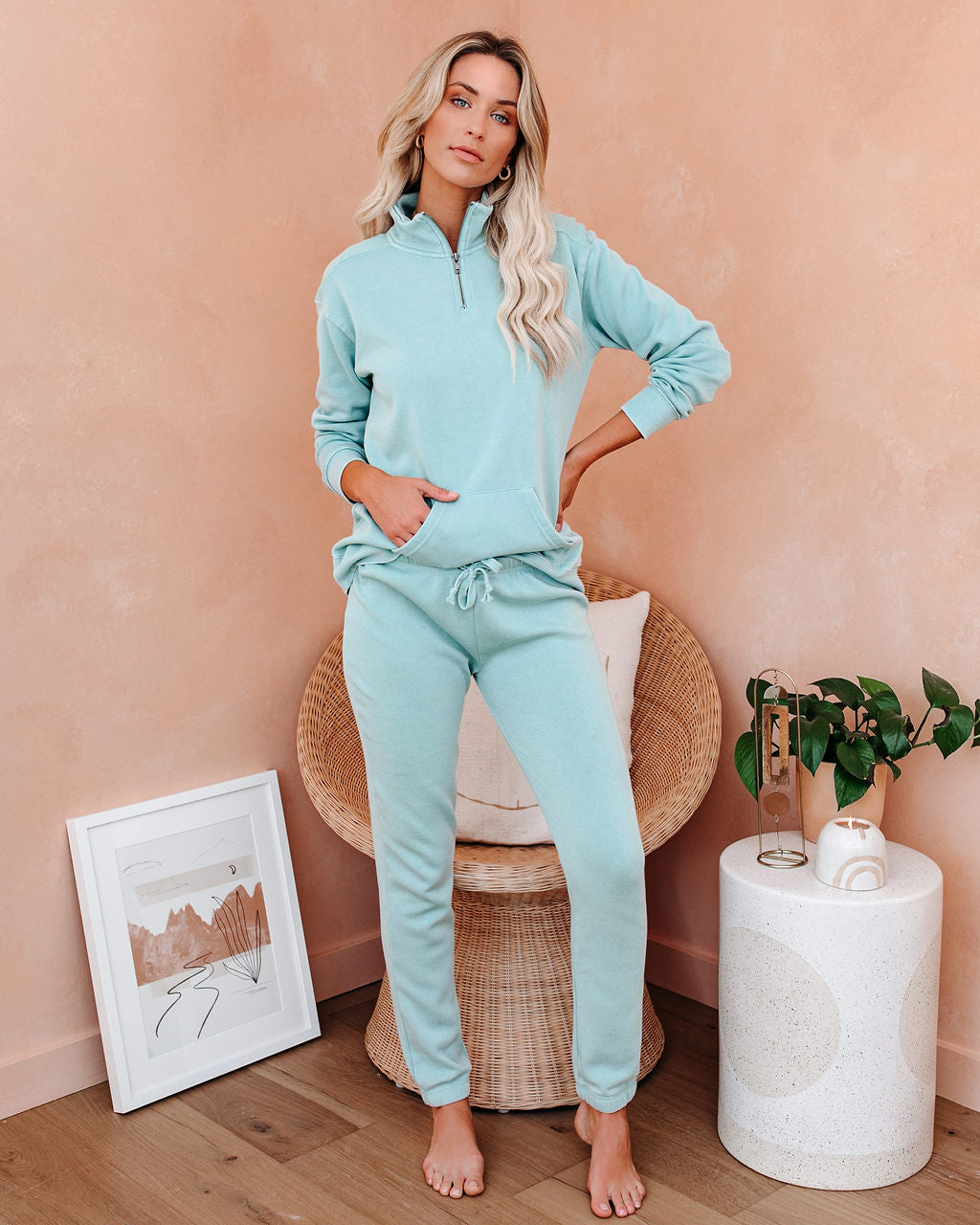 Dreamcatcher Cotton Blend Joggers - Malibu Mint Ins Street