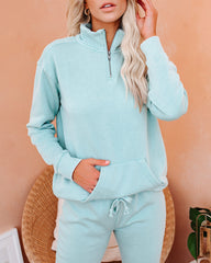 Dreamcatcher Cotton Blend Half Zip Pullover - Malibu Mint Ins Street