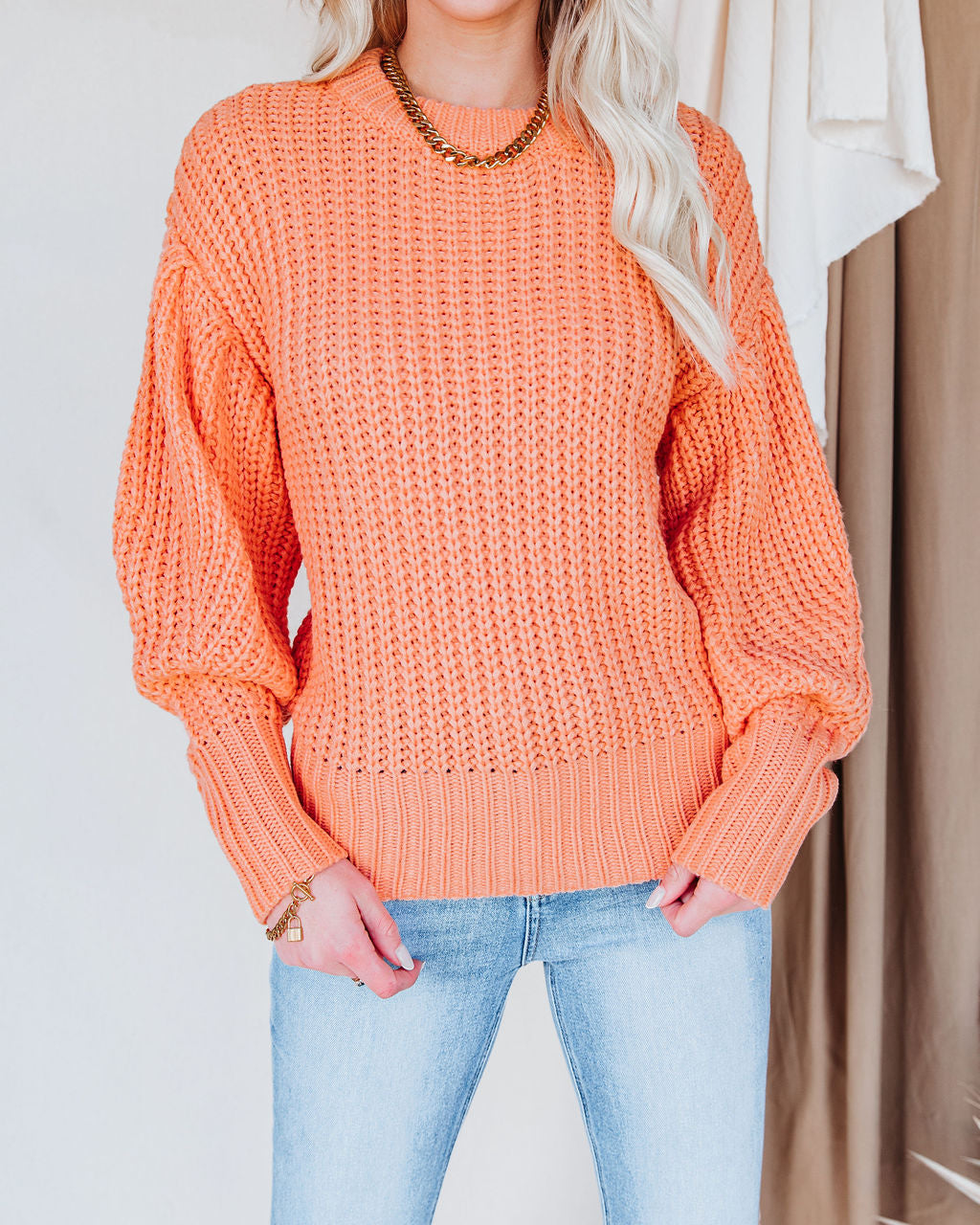 Dream In Tangerine Knit Sweater Ins Street