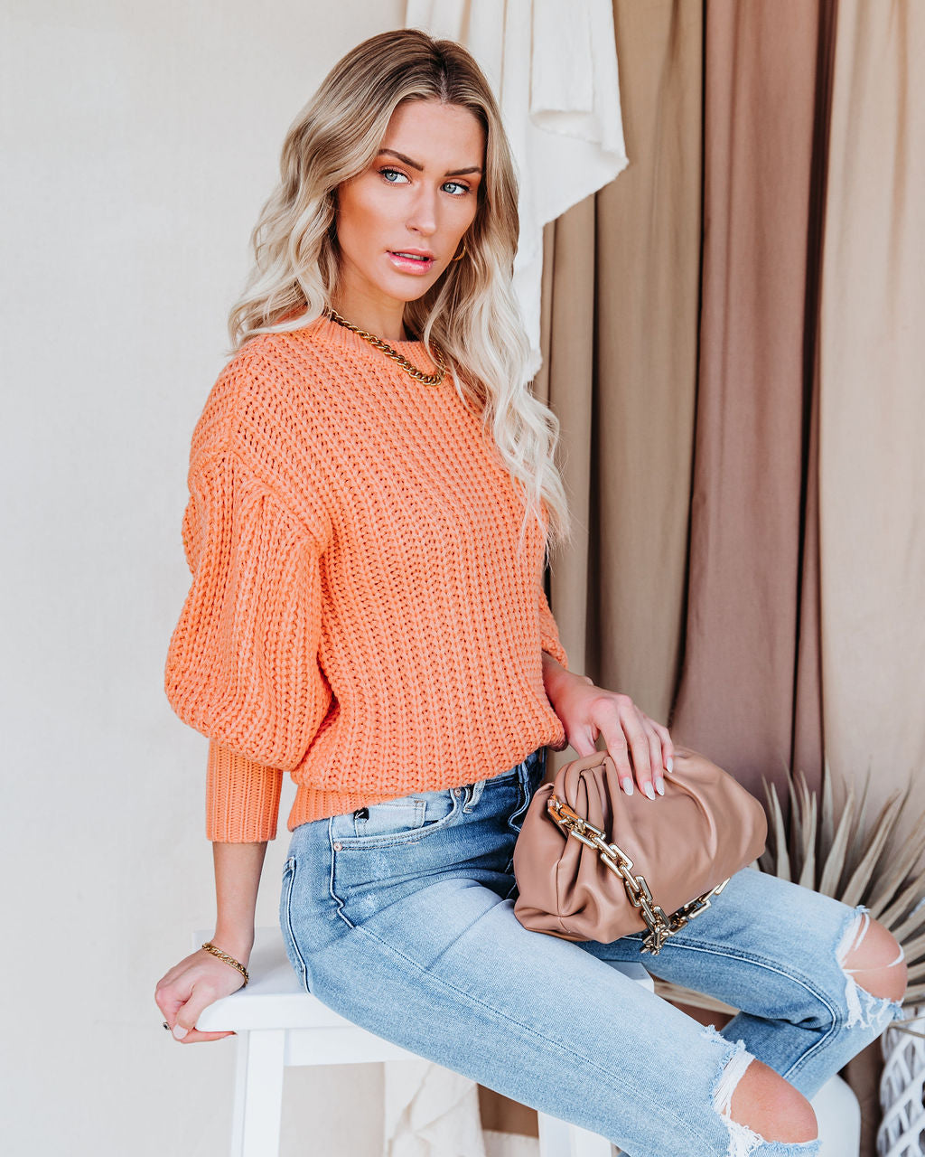 Dream In Tangerine Knit Sweater Ins Street