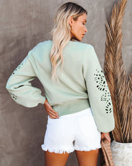 Drop In The Ocean Eyelet Knit Sweater - Mint Ins Street