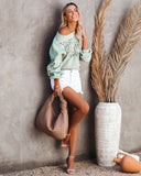 Drop In The Ocean Eyelet Knit Sweater - Mint Ins Street