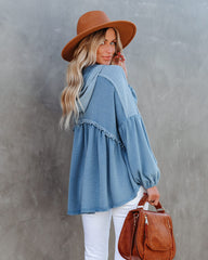 Drue High Low Ruffle Knit Hoodie - Sea Blue Ins Street