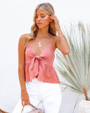 Dublin Cotton Tie Front Babydoll Crop Top - Ginger Ins Street
