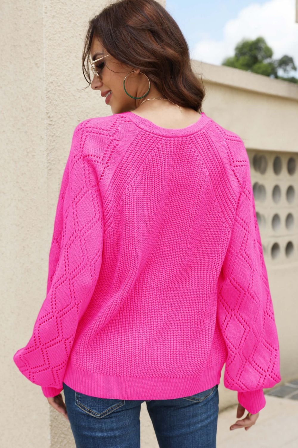 Openwork Raglan Sleeve Cardigan Ins Street