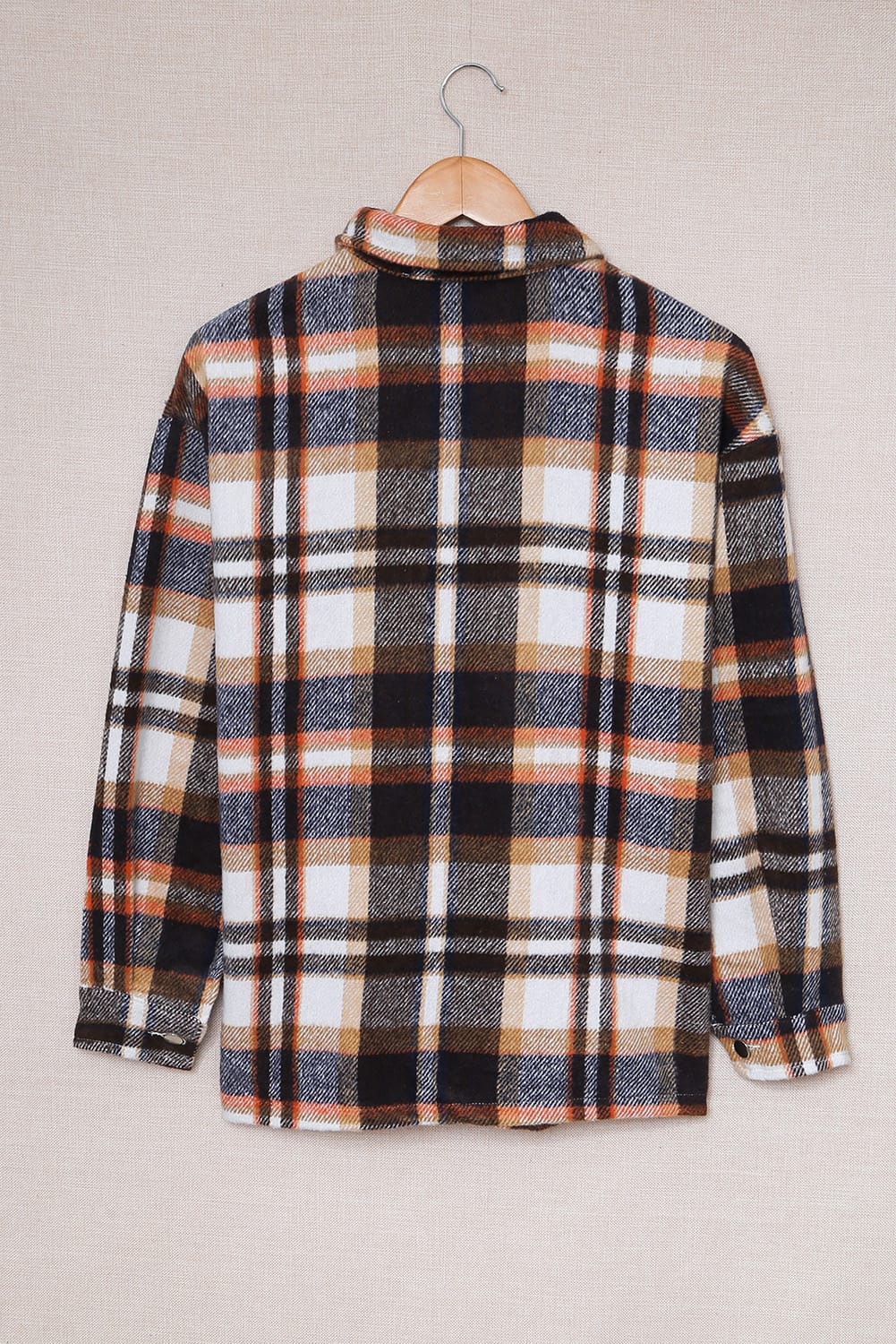 Plaid Button Front Shirt Jacket with Breast Pockets Ins Street