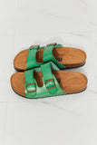 MMShoes Feeling Alive Double Banded Slide Sandals in Mid Green Ins Street