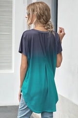 Ombre Color Block Shirt Ins Street